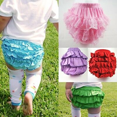 Solid Color Petti Lace Ruffled Ruffle Bloomer Baby Girl Diaper Cover Panty Skirt